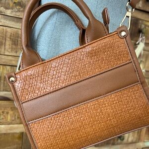 Chic Textured Tan Satchel for Women